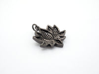 Black CZ Pave On Black Micro Pave Lotus Pendant/Charm,Cubic Zirconia Pendant,Fashion Jewelry Findings, 25x25mm, sku#F530