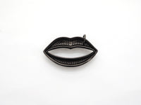 Black CZ Pave On Black Micro Pave Lip Pendant/FOCAL, Cubic Zirconia Pendant Charm, Fashion Jewelry Findings, 21x37mm, sku#F531/F522