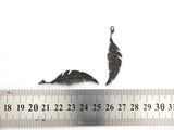 Black CZ Pave On Black Micro Pave Feather/Leaf Pendant/Charm,Cubic Zirconia Pendant,Fashion Jewelry Findings, 12x46mm, sku#F532