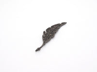 Black CZ Pave On Black Micro Pave Feather/Leaf Pendant/Charm,Cubic Zirconia Pendant,Fashion Jewelry Findings, 12x46mm, sku#F532