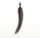 Black CZ Pave On Black Micro Pave LONG Feather/Leaf Pendant/Charm,Cubic Zirconia Pendant,Fashion Jewelry Findings, 11x61mm, sku#F534