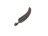 Black CZ Pave On Black Micro Pave LONG Feather/Leaf Pendant/Charm,Cubic Zirconia Pendant,Fashion Jewelry Findings, 11x61mm, sku#F534
