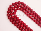 Smooth/Faceted Round Dyed Ruby Jade beads, 8mm/10mm/12mm/14mm Red Gemstone beads, Ruby Jade Beads, 15.5inch strand, SKU#U258c