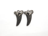 Black CZ Pave On Black Micro Pave Horn With Heart Pendant/Charm,Cubic Zirconia Pendant,Fashion Jewelry Findings, 22x37mm, sku#F536