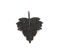 Black CZ Pave On Black Micro Pave Leaf Pendant/Charm,Cubic Z