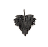 Black CZ Pave On Black Micro Pave Leaf Pendant/Charm,Cubic Z