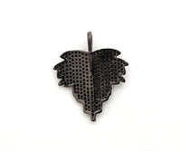 Black CZ Pave On Black Micro Pave Leaf Pendant/Charm,Cubic Z