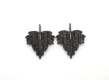 Black CZ Pave On Black Micro Pave Leaf Pendant/Charm,Cubic Z