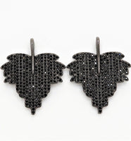 Black CZ Pave On Black Micro Pave Leaf Pendant/Charm,Cubic Z