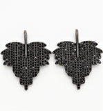 Black CZ Pave On Black Micro Pave Leaf Pendant/Charm,Cubic Z
