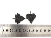 Black CZ Pave On Black Micro Pave Leaf Pendant/Charm,Cubic Z
