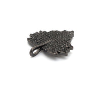 Black CZ Pave On Black Micro Pave Leaf Pendant/Charm,Cubic Z