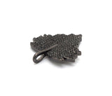 Black CZ Pave On Black Micro Pave Leaf Pendant/Charm,Cubic Z