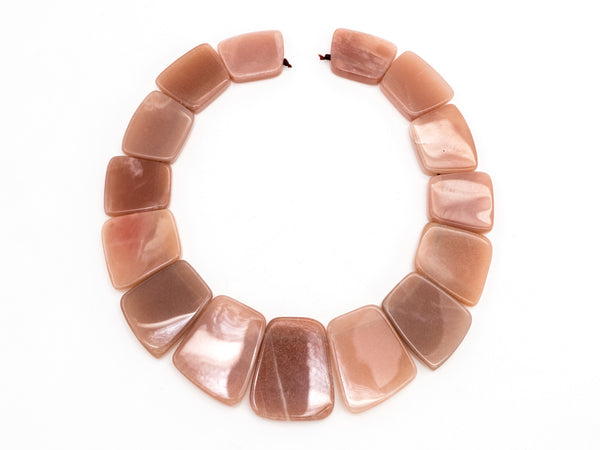 Quality Natural Brown Moonstone Graduated 17-35mm Trapezoid Beads Strand, Natural Brown Moonstone Gemstone Beads, 1 strand,sku#U224