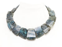 Quality Natural Labradorite Graduated 17-35mm Trapezoid Beads Strand, Natural Labradorite Gemstone Beads, 1 strand,sku#U225
