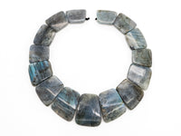 Quality Natural Labradorite Graduated 17-35mm Trapezoid Beads Strand, Natural Labradorite Gemstone Beads, 1 strand,sku#U225