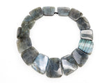 Quality Natural Labradorite Graduated 17-35mm Trapezoid Beads Strand, Natural Labradorite Gemstone Beads, 1 strand,sku#U225
