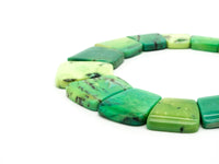 Quality Natural Green Grass Agate Graduated 17-35mm Trapezoid Beads Strand, Natural Green Grass Agate Gemstone Beads, 1 strand,sku#U222