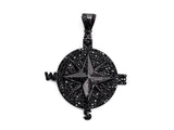 Black CZ Pave On Black Micro Pave Round Compass Pendant/Charm with Star ,Cubic Zirconia Pendant, 38x50mm, sku#F529/F411