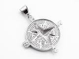 Black CZ Pave On Black Micro Pave Round Compass Pendant/Charm with Star ,Cubic Zirconia Pendant, 38x50mm, sku#F529/F411