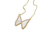 Dainty Gold Butterfly Pearl Butterfly Necklace, Sku#EF201