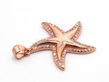 CZ Clear/Black Micro Pave STARFISH Pendant, StarFish Pave Pendant, Gold/Rose Gold/Silver/Gunmetal plated, 25x26mm, Sku#F422