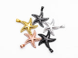 CZ Clear/Black Micro Pave STARFISH Pendant, StarFish Pave Pendant, Gold/Rose Gold/Silver/Gunmetal plated, 25x26mm, Sku#F422