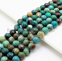 Quality Natural Chrysocolla beads, Round Smooth 6mm/8mm/10mm/12mm Natural Blue Brown Gemstone beads,15.5inch strand, SKU#U297