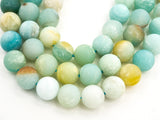 Quality Natural Amazonite beads, 3mm/6mm/8mm/10mm/12mm/14mm, Matte Round Amazonite Gemstone Beads, 15.5inch strand, SKU#U229
