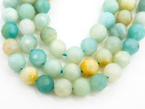 Quality Natural Amazonite beads, 6mm/8mm/10mm/12mm, Faceted Round Amazonite Gemstone Beads, 15.5inch strand, SKU#U228