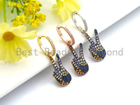 CZ  Victory Sign Hoop Earrings, Sku#J55