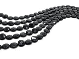 Quality Lentil/Coin Shaped Faceted Black Onyx Beads, 8mm 10mm 12mm 14mm 16mm 20mm Natural Gemstone Beads, 15.5" Full Strand, SKU#Q12