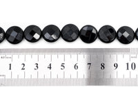 Quality Lentil/Coin Shaped Faceted Black Onyx Beads, 8mm 10mm 12mm 14mm 16mm 20mm Natural Gemstone Beads, 15.5" Full Strand, SKU#Q12