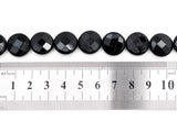 Quality Lentil/Coin Shaped Faceted Black Onyx Beads, 8mm 10mm 12mm 14mm 16mm 20mm Natural Gemstone Beads, 15.5" Full Strand, SKU#Q12