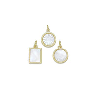 Mop Mother of Pearl Gold Coin Square Pendant Charm,Sku#LX597
