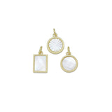 Mop Mother of Pearl Gold Coin Square Pendant Charm,Sku#LX597