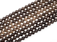 High Quality Natural Watermelon Cut Faceted Smoky Quartz beads, 8mm/10mm/12mm, Round Brown Quartz Gemstone Beads, 15inch strand, SKU#V13