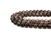 High Quality Natural Watermelon Cut Faceted Smoky Quartz beads, 8mm/10mm/12mm, Round Brown Quartz Gemstone Beads, 15inch strand, SKU#V13
