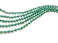 60" EXTRA Long Hand Knotted Tear Green Color Crystal Necklace, Double Wrap Necklace, Green 2x4mm Rondelle Faceted Crystal Beads,SKU#D22