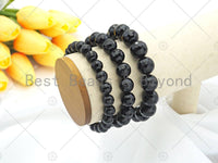 Black Onyx Round Faceted Stretchy Bracelet, Sku#EF04