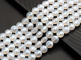 Double Sided Turtle Shell Cut Plated Agate Coin Shape beads, 6mm/8mm/10mm White Agate, Natural Gemstone Beads, 15.5" Full strand, Sku#UA05