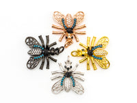 FLY Inspired Charm, CZ Micro Pave Insect Pendant, Cubic Zirconia Pendant,Gold/Rose Gold/Silver/Black,20x21x49mm,SKU#F439