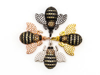 BEE Inspired Charm, CZ Micro Pave Inspired insect Charm, Pave Bug Charm, Gold/Rose Gold/Silver/Black, 19x22x5mm,SKU#F435