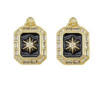 CZ Black Enamel North Star Pendant, Sku#Y648