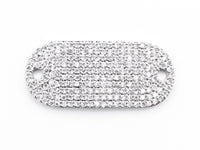 CZ Micro Pave 13x29mm Slab Oval Two Hole Bracelet Connector, Cubic Zirconia Connector/Link,sku#E382