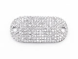 CZ Micro Pave 13x29mm Slab Oval Two Hole Bracelet Connector, Cubic Zirconia Connector/Link,sku#E382