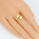 Gold Huggie Hands  Adjustable Ring, Sku#JL196
