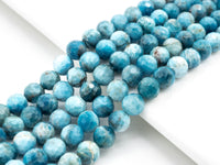 High Quality Natural Blue Apatite Faceted beads, 6mm/8mm/10mm Round Apatite beads,15.5inch full strand, SKU#U237
