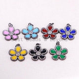 NEW Colorful Enamel Oil Drop Spring Blooming Flower Charm Pendant, Cubic Zirconia Enamel Charm, Fashion Jewelry, 25x28mm, SKU#F608F