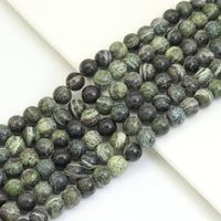 Genuine Green Zebra Jasper Round Smooth Beads, Sku#U1874